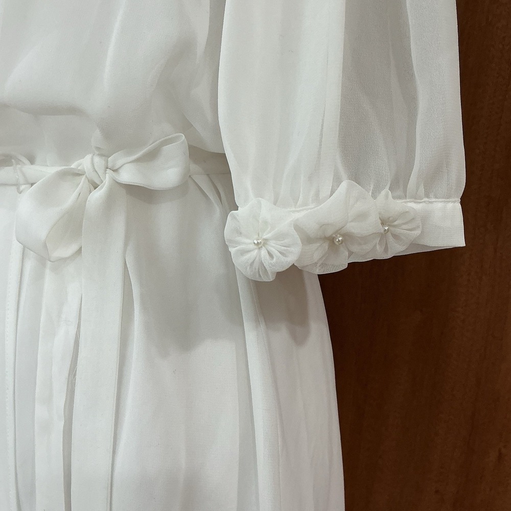 Oscar De La Renta Sheer White Bridal Wrap Size Large 90's Lingerie Robe Boudoir - Picture 6 of 15